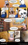 abluedeer anthro arctic_fox bear blue_eyes book breasts canid canine clothed clothing comic dialogue digital_media_(artwork) duo english_text female fox fur giant_panda hair heart_symbol hi_res holly_(abluedeer) inside library lin_(abluedeer) long_hair mammal moon_lace purple_eyes shaded text true_fox url white_body white_fur white_hair