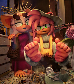 5_toes anthro barefoot bedroom bedroom_eyes clothed clothing dialogue duo eye_contact eyewear feet female foot_fetish foot_focus fur glasses green_eyes holding_object holding_purse humanoid_feet looking_at_another looking_at_viewer musk narrowed_eyes open_mouth pink_body pink_fur plantigrade seductive shoes_removed sitting smelly smelly_feet soles standing steam teasing text toes white_body white_fur wrinkled_feet wrinkles 699mha sega sonic_the_hedgehog_(series) amy_rose rouge_the_bat bat eulipotyphlan hedgehog mammal 3d_(artwork) digital_media_(artwork) english_text hi_res