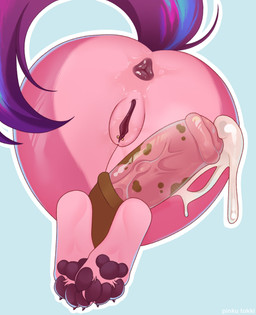 animal_genitalia animal_penis anthro anus ass_up bodily_fluids butt butt_focus clitoris clitoris_piercing cum cum_drip cum_on_penis dripping ejaculation equine_genitalia equine_penis feet female foot_fetish fur genital_fluids genital_piercing genitals markings paws paws_on_penis penis piercing pink_body pink_fur pink_penis purple_vulva raised_tail solo solo_focus striped_markings striped_tail stripes tail tail_anus tail_markings tail_motion vaginal_fluids vein veiny_penis vulva evangelina_pinku felid feline mammal absurd_res digital_media_(artwork) hi_res