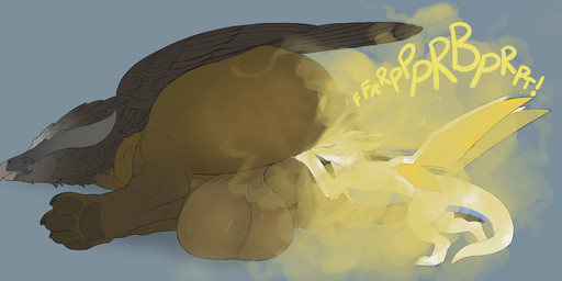 ambiguous_gender anal anus back_wings backsack balls barely_visible_anus big_balls big_butt bodily_fluids brown_fart_cloud butt butt_sniffing duo eyes_closed face_in_ass fart fart_cloud fart_fetish farting_on_another farting_on_face feathers female female_rimming_male feral feral_on_feral genitals larger_male lying male musky_balls musky_butt on_front on_side oral pawpads rimming rimming_male sex simple_background size_difference smaller_ambiguous smelly sniffing sweat sweaty_balls sweaty_butt sweaty_genitalia wings aetherxov mythology aether_prowler ajax_(aetherxov) avian dragon gryphon mythological_avian mythological_creature mythological_scalie scalie 2025 hi_res