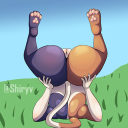 anthro big_butt butt female genitals holding_butt huge_butt paws solo spread_legs spreading tail vulva shiryv epic_games fortnite meow_skulls felid feline mammal 1:1 absurd_res hi_res