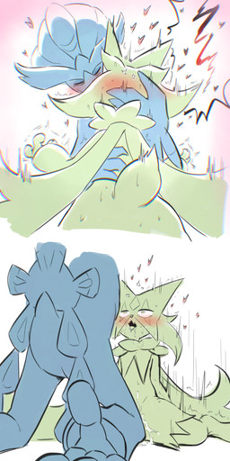 anthro beak biped blush bodily_fluids butt cum duo feet fingers fur genital_fluids kissing kneeling male nude nude_anthro nude_male rear_view simple_background tail toes tongue tenebscuro nintendo pokemon generation_9_pokemon meowscarada pokemon_(species) quaquaval 2026 absurd_res digital_drawing_(artwork) digital_media_(artwork) hi_res