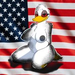 american_flag anthro arm_tuft avian_feet beak big_breasts black_nipples breasts butt dirty eyeshadow feathers feet female fur genitals hair hands_behind_back kneeling looking_at_viewer makeup membrane_(anatomy) nipples non-mammal_breasts non-mammal_nipples nude oil pussy red_eyes scuted_legs scutes shoulder_tuft simple_background slightly_chubby smile solo toes tongue tongue_out tuft united_states_of_america webbed_feet yellow_beak sos_or_loss anatid anseriform avian bird duck mammal 1:1 digital_media_(artwork) hi_res