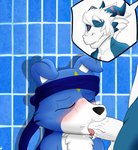 anthro anthro_on_anthro anthro_penetrated anthro_penetrating anthro_penetrating_anthro band blue_body blue_fur blue_scales blush bodily_fluids cum cum_in_mouth cum_inside drinking drinking_cum duo eyes_closed facial_markings fangs fur genital_fluids genitals hair head_markings horn humanoid_genitalia male male/male markings oral oral_penetration orgasm orgasm_face penetration penile penile_penetration penis scales scar sex teeth tongue white_body white_fur white_hair white_penis sveemon bandai_namco digimon mythology alex_the_demon_magnamon dracky_the_gaomon canid canine canis demon demon_dragon digimon_(species) domestic_dog dragon gaomon magnamon mammal mythological_creature mythological_scalie scalie digital_media_(artwork) hi_res