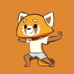 anthro clothing eyelashes female orange_background simple_background smile solo gabbah aggretsuko sanrio retsuko ailurid mammal red_panda 1:1 hi_res