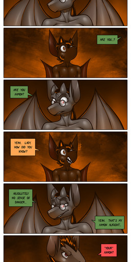 anthro dialogue eyewear female glasses group gynomorph intersex male text trio james_howard patreon subscribestar aamon_(james_howard) aamonsmom_(james_howard) tina_(james_howard) bat demon mammal absurd_res comic english_text hi_res