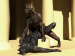 3d_(artwork) abs anal anal_penetration anthro anubian_jackal anubis balls biceps big_muscles black_body black_fur blue_eyes brown_body canid canine canis crouching deity digital_media_(artwork) duo egyptian egyptian_mythology erection fangs felid foreskin fur genitals hair humanoid_genitalia humanoid_penis interspecies jackal legs_up lying male male/male male_penetrated male_penetrating male_penetrating_male mammal middle_eastern_mythology muscular muscular_male mythology nipples nude on_back open_mouth pantherine pec_grab pecs penetration penis retracted_foreskin sex source_request spread_legs spreading standing teeth tongue wooky yellow_eyes