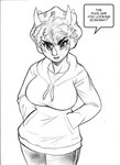 angry anthro big_breasts bottomwear breasts clothed clothing curled_hair dialogue facial_horn fantasy_slur female freckled_face freckles hair hand_in_pocket hands_in_hoodie hoodie horn kinky_hair looking_at_viewer nose_horn open_mouth pants pockets solo speech_bubble text topwear chochi cavemanon_studios goodbye_volcano_high snoot_game trish_(gvh) ceratopsian dinosaur ornithischian prehistoric_species reptile scalie triceratops 2024 black_and_white english_text graphite_(artwork) hi_res monochrome sketch traditional_media_(artwork)