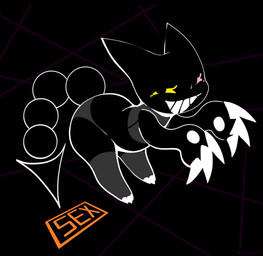 3_claws anthro bent_over black_body black_ears black_eyes black_fur black_tail claws clothing female female_anthro fur grey_clothing grey_legwear grey_panties grey_topwear grey_underwear grin heterochromia legwear looking_at_viewer narrowed_eyes orange_text panties smile solo tail text topwear underwear white_claws kekitopu deltarune undertale_(series) friend_(deltarune) darkner domestic_cat felid feline felis mammal 2026 absurd_res digital_media_(artwork) hi_res
