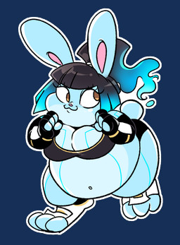 :3 alternate_species anthro belly big_belly big_breasts black_hair blue_body blue_fur blue_highlights bra breasts clothed clothing female fingerless_gloves fur furrification gloves hair handwear highlights_(coloring) multicolored_body multicolored_fur orange_eyes overweight overweight_anthro overweight_female short_stack skimpy solo sports_bra thick_thighs two_tone_body two_tone_fur underwear wide_hips weakplacenta xenoblade_(series) xenoblade_chronicles_3 sena_(xenoblade_chronicles) lagomorph leporid mammal rabbit alpha_channel