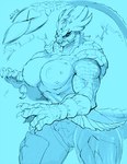 abs angry anthro areola biceps big_breasts biped breasts claws digitigrade female genitals horn muscular muscular_anthro muscular_female muscular_thighs nipples nude pussy scales serratus simple_background solo spikes tail teeth thick_thighs triceps snao capcom monster_hunter mythology dragon fanged_wyvern magnamalo monster mythological_creature mythological_scalie reptile scalie 2022 black_and_blue digital_media_(artwork) monochrome signature