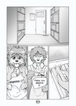 2022 absurd_res age_difference apron black_and_white canid canine canis clothed clothing comic countershading digital_media_(artwork) english_text gaku_kodori greyscale harzu hi_res mammal monochrome morenatsu shirt shun_(morenatsu) text topwear wolf