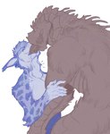 anthro arm_grab bodily_fluids deep_kiss drooling duo ear_tuft extreme_french_kiss french_kissing horn kissing male male/male neck_bulge saliva scales tongue tuft eyrich hexadec bookermeister eurasian_lynx felid feline lynx mammal monster hi_res