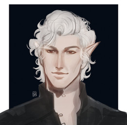 black_clothing clothing hair humanoid_pointy_ears looking_aside male not_furry pointy_ears red_eyes smile solo white_hair b_astora1 baldur's_gate baldur's_gate_3 bioware dungeons_and_dragons electronic_arts hasbro larian_studios wizards_of_the_coast astarion_(baldur's_gate) elf humanoid vampire bust_portrait hi_res portrait