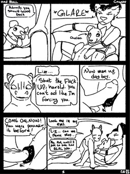 animal_genitalia animal_vulva anthro anthro_on_feral asking_to_stop bestiality canine_genitalia canine_vulva caught caught_in_the_act dialogue duo_focus embarrassed female feral feral_penetrated forced forced_being_watched forced_bestiality forced_to_penetrate foreskin genitals group group_sex humanoid_genitalia humanoid_penis infidelity male male/female penetration penis profanity sex text threesome trio vaginal vaginal_penetration qwaxi~lixard canid canine canis domestic_dog lizard mammal reptile scalie 3:4 black_and_white comic english_text hi_res monochrome