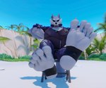 5_toes anthro big_feet clothed clothing feet feet_up foot_fetish foot_focus huge_feet hyper hyper_feet male outside sitting soles solo stirrups toes samthemann dislyte lilith_games freddy_(dislyte) canid canine canis mammal wolf 3d_(artwork) digital_media_(artwork) hi_res