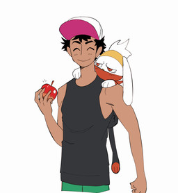 3_fingers 3_toes accessory anthro apple biped blush bodysuit carrying_another carrying_partner clothing duo eyes_closed feet female fingers food fruit fur hoodie long_ears looking_at_another male male/female plant red_eyes shoulder_carry skinsuit tight_clothing toes topwear white_body white_fur c0cobeanz nintendo pokemon generation_8_pokemon human lagomorph mammal pokemon_(species) raboot absurd_res hi_res
