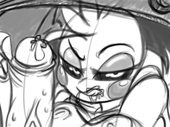 anthro anthrofied areola beakless big_breasts black_sclera blush blush_stickers bodily_fluids breasts cum cum_in_mouth cum_inside duo erect_nipples erection female foreskin genital_fluids genitals human_on_anthro humanoid_genitalia humanoid_penis imminent_sex interspecies licking licking_lips looking_at_viewer machine male male/female nipples non-mammal_breasts non-mammal_nipples partially_retracted_foreskin penis precum technophilia tongue tongue_out under_table jyto five_nights_at_freddy's five_nights_at_freddy's_2 scottgames toy_chica_(fnaf) animatronic avian bird chicken galliform human mammal phasianid robot 2015 4:3 monochrome