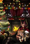 anthro christmas_tree female group holidays male plant tree young young_anthro young_female young_human young_male lamanstin christmas twokinds eugeniamilros eugeniyburnt_(character) fan_character lama_(character) basitin bovid caprine human humanoid mammal sheep absurd_res hi_res