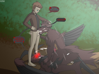 anal anal_orgasm anal_penetration animal_genitalia animal_penis anthro anthro_penetrated balls black_body black_fur bodily_fluids brown_body brown_fur brown_hair canine_genitalia canine_penis cowgirl_position cum cum_in_ass cum_in_mouth cum_inside cum_while_penetrated cumshot dialogue drinking drinking_cum ejaculating_dildo ejaculation erection forest forest_background from_front_position fur genital_fluids genitals glowing glowing_eyes good_boy group group_sex hair hands-free heart_symbol human_on_anthro human_penetrating human_penetrating_anthro humanoid_genitalia humanoid_penis interspecies knot light male male/male male_on_human male_penetrated male_penetrating male_penetrating_male moonlight motion_lines muscular nature nature_background night on_bottom on_top open_mouth oral oral_while_penetrated orgasm outside penetration penis penis_in_mouth penis_poking_out plant red_eyes sex size_difference smile sound_effects speech_bubble swallowing text threesome tree yellow_eyes dustin_c mythology arlo_davis_(dustin_c) carlos_(dustin_c) malin_(dustin_c) mothman canid canine canis cryptid human mammal monster mythological_canine mythological_creature werecanid werecanine werecreature werewolf wolf 4:3 english_text hi_res source_request