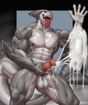 5_fingers abs against_surface anthro balls biceps bodily_fluids claws cum cum_on_camera cum_on_hand cum_on_penis cumshot ejaculation excessive_cum excessive_genital_fluids fin fin_piercing fingers fish_tail front_view furgonomics furry-specific_piercing genital_fluids genitals glans grey_body humanoid_genitalia humanoid_penis male masturbation muscular muscular_anthro muscular_male nipples nude nude_anthro nude_male pecs penile penile_masturbation penis piercing red_sclera saliva saliva_string scar sharp_teeth solo standing tail tan_glans tan_nipples tan_penis teeth tongue tongue_out vein veiny_penis white_balls white_body yellow_eyes amon-sydonai kuyo_(arcadegig) fish marine shark hi_res