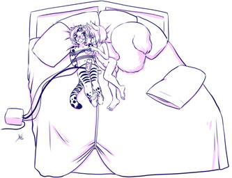 adolescent anthro ball_gag bdsm bed blush bondage bound dominant dominant_female duo feet female furniture gag genitals lying machine male male/female masturbation milking_machine on_back penetrable_sex_toy penile penis penis_milking penis_milking_machine pillow rope sex_toy soles submissive submissive_male tail toes young young_female aogami felid feline mammal rodent sciurid tree_squirrel hi_res