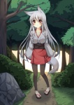 asian_clothing blush clothing detailed_background east_asian_clothing female forest hair japanese_clothing legwear looking_at_viewer nature outside pantyhose plant red_eyes rock solo tail tree white_hair wood snowfly3141 shi-chan_(oruton) animal_humanoid canid canid_humanoid canine canine_humanoid canis humanoid mammal mammal_humanoid wolf wolf_humanoid hi_res