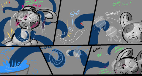 blush clothed clothing consentacles dialogue eyewear female fur glasses multicolored_body multicolored_fur panties panties_down partially_clothed slime solo tentacles two_tone_body two_tone_fur underwear underwear_down 4chan_anon unknown_artist nintendo pokemon generation_3_pokemon pokemon_(species) spinda 2023 aliasing digital_media_(artwork)