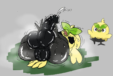 anthro anus areola autofootjob balls beak big_anus big_balls big_butt black_anus black_areola black_balls black_body black_nipples black_penis bodily_fluids breasts butt cum erection eyes_closed feathers feet foot_fetish foot_play genital_fluids genitals green_body green_feathers grey_background gynomorph huge_anus huge_balls huge_butt intersex lying masturbation moan motion_lines nipples on_back open_beak open_mouth penis puffy_anus shortstack shortstack_gynomorph shortstack_intersex simple_background small_breasts solo steam steaming steaming_body sweat sweating_profusely tail tail_feathers talons thick_thighs toes vein veiny_penis wide_hips yellow_body nauiho nintendo pokemon pokemon_winds_and_waves browt generation_10_pokemon pokemon_(species) 2026 digital_drawing_(artwork) digital_media_(artwork)