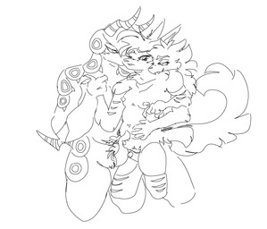 animal_genitalia animal_penis anthro belly_grab bite blush canine_genitalia canine_penis claws eye_contact eyebrows eyelashes fangs foreskin genitals group hand_holding horn humanoid_genitalia humanoid_hands humanoid_penis intersex intersex/male looking_at_another male male/male maleherm maleherm/male markings muscular muscular_male navel neck_bite nervous nipples penis penis_tip pointy_ears pokemorph prehensile_penis prick_ears pubes pussyjob sex sheath simple_background striped_markings stripes tail teeth thigh_sex trio vulva white_background womb_tattoo rhapsody_tenrai nintendo pokemon dante_(rhapsody) fan_character rhapsody_tenrai_(character) yellow_cat_(rhapsody) canid canine canis domestic_cat felid feline felis generation_5_pokemon mammal pokemon_(species) scolipede wolf 2026 absurd_res black_and_white digital_drawing_(artwork) digital_media_(artwork) hi_res monochrome sketch