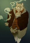 anthro belly bottomwear clothing humanoid_hands kemono male overweight overweight_anthro overweight_male pants shirt solo topwear daich mammal suid suine sus_(pig) wild_boar 2011