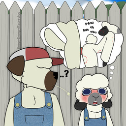 anthro anthro_penetrated bent_over bite_mark bite_mark_on_leg bite_mark_on_shoulder bite_marks_all_over bleating blush bodily_fluids clothing drooling duo fantasizing female female_penetrated fence floppy_ears fur hair hair_over_eyes hay hay_in_mouth interspecies male male/female male_penetrating male_penetrating_female oblivious overalls penetration penile penile_penetration predator/prey predator_penetrating_prey rough_sex saliva sex tail teeth tongue white_body white_fur white_hair wood wood_fence wool_(fur) wool_hair young young_anthro young_female young_penetrated lupopossum bumper_(lupopossum) emile_(lupopossum) bovid canid canine canis caprine domestic_dog herding_dog mammal pastoral_dog sheep sheepdog absurd_res hi_res adult_(lore)