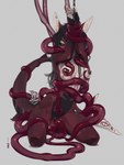 anthro bdsm belly black_sclera bodily_fluids bound breast_squeeze breasts chain chained clothed clothing cuff_(restraint) curvy_figure dark_hair ear_piercing erect_nipples female fin fin_piercing furgonomics furry-specific_piercing genitals hair hands_above_head heart_(marking) highlights_(coloring) hourglass_figure kneeling looking_at_viewer markings medium_breasts messy messy_hair midriff narrowed_eyes navel nipple_piercing nipples no_underwear non-mammal_breasts nude one_eye_obstructed orange_eyes penetration piercing questionable_consent red_body red_skin restrained restraints sex slime small_waist solo spread_legs spreading squeezing tentacle_around_breast tentacle_around_tail tentacle_around_wrist tentacle_in_vagina tentacle_penetration tentacle_sex tentacle_slime tentacles tentacles_around_arms tentacles_around_legs tentacles_around_waist translucent translucent_tentacles vaginal vaginal_penetration white_markings wide_hips wrist_cuffs hale. rose_(kamikazekit) fish marine shark 3:4 hi_res
