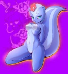 anthro anthrofied biped blue_eyes blush bone breasts eric_posas female flower heart_symbol kiro_(sift_heads) kneeling knife navel nipples nude plant pose skull solo kicktyan happy_tree_friends sift_heads petunia_(htf) mammal mephitid skunk 2013 absurd_res hi_res