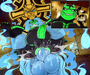 abdominal_bulge anal anal_penetration anthro anthro_penetrated anus balls belly bodily_fluids cum cum_while_penetrated cumshot dominant dominant_male ejaculation erection feet fire forced full_nelson genital_fluids genitals green_penis group humanoid_genitalia humanoid_penis male male/male male_penetrated male_penetrating male_penetrating_male nude overweight overweight_male penetration penile penile_penetration penis rape restrained sex shaft_divide smile submissive submissive_male temple torch xingscourge marvol xing_the_cheetah crocodile crocodilian felid feline ghost mammal reptile scalie spirit 2020