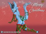 beard big_ears blue_body butt christmas_clothing clothing facial_hair fin holiday_card holiday_clothing holiday_message holidays horn legwear male snow snowflake snowing stockings tail tail_fin lordofnothin1 christmas kobold scalie 4:3