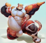 abs anthro balls big_muscles big_penis bodily_fluids clothed clothing cum erection flexing foreskin front_view genital_fluids genitals huge_penis humanoid_genitalia humanoid_penis hyper hyper_genitalia hyper_penis looking_at_viewer male muscular muscular_anthro muscular_male open_mouth partially_clothed penis pose precum simple_background smile solo throbbing torn_clothing vein veiny_penis white_background null-ghost subuser felid feline mammal pantherine tiger 2019 2d_animation animated flash_conversion loop motion_tweening no_sound short_playtime webm