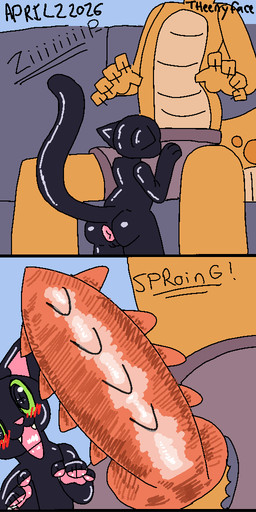 animal_genitalia anthro anus balls blush detailed_penis dialogue excited feral furniture genitals humanoid_genitalia humanoid_penis knot knotted_penis offscreen_sex penile_spines penis sex sheath sofa sound_effects text unzipped unzipped_pants unzipping zipper theenyface little_kitty_big_city butters_(theenyface) little_kitty_(lkbc) domestic_cat felid feline felis mammal 1:3 hi_res