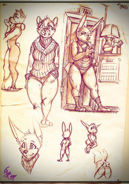 anthro big_ears breasts butt clothed clothing eyewear feet female footwear glasses legwear looking_back nude panties short_tail socks tail teeth underwear marumytami stories_of_the_few ada_(liebro) caramel/bianchi_(marumytami) pyongyang/moxie_(marumytami) bear giant_panda hare lagomorph leporid mammal rabbit 2019 hi_res traditional_media_(artwork)