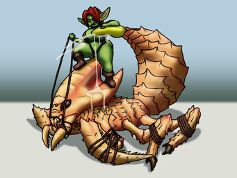 arthropod_abdomen arthropod_abdomen_genitalia bdsm bestiality bodily_fluids bondage bound bridle cum cum_on_self dominant dominant_female duo ejaculation female feral genital_fluids genitals green_body green_penis handjob humanoid_on_feral immobilization larger_male leash leash_pull male male/female penile penis sex size_difference smaller_female standing_on_another submissive submissive_feral yellow_body corinoch_(artist) ankheg arthropod goblin humanoid 4:3 hi_res