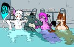 anthro areola breasts clothed clothing female group hungover male nipples pink_areola pink_nipples swimming_pool tail topless metal_(artist) mythology arra metal_(character) sai_(lovelymiyu) canid canine dragon felid feline fox mammal mythological_creature mythological_scalie pantherine scalie tiger 2012 digital_media_(artwork)