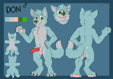 animal_genitalia animal_penis anthro backsack balls blep blue_body blue_ears blue_fur blue_hair blue_tail canine_genitalia canine_penis chibi claws cute_fangs dipstick_tail erection eyebrows fangs fur gender_symbol genitals green_nose grey_balls grey_body grey_eyebrows grey_fur grey_sheath grey_tail hair heart_(marking) knot looking_at_viewer male male_symbol markings monotone_hair multicolored_body multicolored_fur multicolored_tail pawpads paws penis pink_pawpads sheath solo symbol tail tail_markings teeth toe_claws tongue tongue_out gaokun donovan_dmc canid canine canis mammal wolf 2026 headshot_portrait hi_res model_sheet portrait watermark