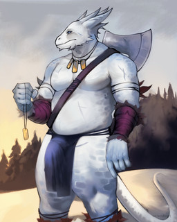 anthro barbarian bottomwear bulge clothed clothing loincloth male muscular muscular_anthro muscular_male outside pecs solo tail topless wowsibart mythology dragon humanoid mythological_creature mythological_scalie scalie 4:5 absurd_res hi_res