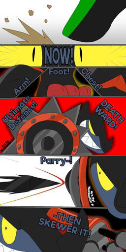 anthro armor clothing feet footwear male melee_weapon shield shoes sword weapon conditional_dnp notkastar final_fantasy final_fantasy_crystal_chronicles square_enix hilgar_(notkastar) lizard orc reptile scalie comic hi_res