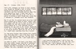 anthro bandage bed blood bodily_fluids book clothing cloud diary female fur furniture grey_sky hair inside journal lying on_back paper sky sleeping solo tail text white_body white_fur white_hair white_tail window wounded from_the_archives c3-2740-32 canid canine canis mammal wolf dated english_text hi_res monochrome sketch story