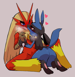 ambiguous/ambiguous ambiguous_gender anthro anthro_on_anthro bodily_fluids butt duo heart_symbol open_mouth saliva saliva_string simple_background tongue tongue_out kageyama nintendo pokemon avian blaziken canid canine generation_3_pokemon generation_4_pokemon lucario mammal pokemon_(species) 2015
