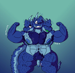 3_heads anthro arm_hair arm_tuft armpit_hair barazoku beard body_hair broken_horn chest_hair facial_hair flexing flexing_bicep flexing_both_biceps fluffy fluffy_hair front_view fur genitals goatee hair happy_trail horn leg_hair male mastectomy_scar multi_head muscular muscular_arms muscular_legs muscular_male nipples one_eye_closed onomatopoeia penis pubes scar shoulder_tuft smile solo sound_effects tail teeth text thick_arms thick_thighs thin_tail tuft wink felineflustered european_mythology greek_mythology mythology chillon_(felineflustered) dragon furred_dragon furred_scalie hydra mythological_creature mythological_scalie scalie male_(lore) trans_(lore) trans_man_(lore)