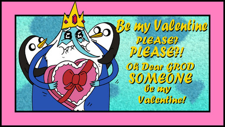 anthro beak beard black_border black_outline blue_body blue_skin border eyebrows facial_hair holding_box_of_chocolates holidays male on_model outline parody pink_background pointy_nose sharp_teeth simple_background teeth text valentine's_day_card white_beard white_eyebrows white_facial_hair yellow_beak yellow_text mightyfilm adventure_time cartoon_network valentine's_day gunter_(adventure_time) ice_king avian bird human mammal penguin 2017 absurd_res english_description english_text hi_res