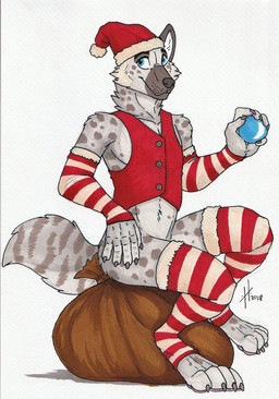 anthro armwear bag ball blue_eyes claws clothed clothing crossdressing facial_spots finger_claws fur grey_body grey_claws grey_fur holding_ball holding_object legwear male male_anthro markings mouth_closed pattern_armwear pattern_clothing pattern_legwear pawpads pink_pawpads red_armwear red_clothing red_legwear red_topwear red_vest simple_background sitting slim_anthro slim_male solo spotted_face spotted_legs spotted_shoulder striped_armwear striped_clothing striped_legwear striped_markings striped_tail stripes tail tail_markings toe_claws topwear vest white_armwear white_background white_body white_clothing white_fur white_legwear hufnaar canid canine mammal hi_res