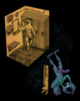 2_toes 5_fingers animal_genitalia animal_penis anthro antlers back_muscles backsack balls biped butt claws clothing combination_lock drain dryer duo erection exit_sign eyeless feet finger_claws fingers flaccid floor genitals hand_dryer holding_clothing holding_jockstrap holding_object holding_towel holding_underwear horn jockstrap lock locker locker_room long_claws male mirror multi_jaw muscular muscular_anthro muscular_male nude nude_anthro nude_male penis plantigrade science_fiction simple_background solo standing tail tile tile_floor toe_claws toes towel underwear unusual_anatomy unusual_genitalia unusual_penis momamo stranger_things deer demogorgon mammal monster 2025 absurd_res hi_res restricted_palette traditional_media_(artwork)